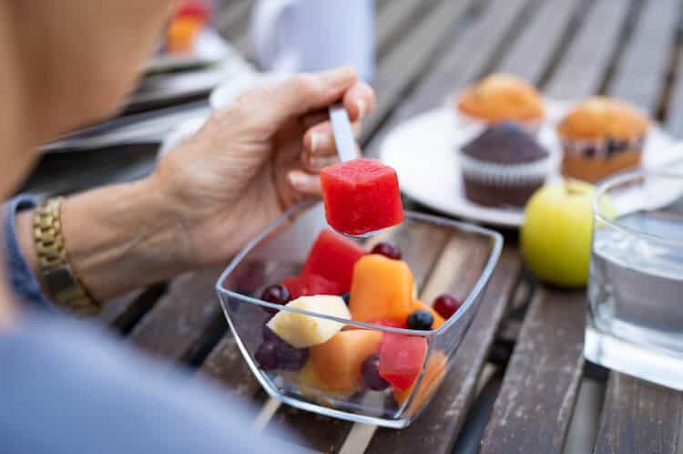 Closeup of fruit salad.