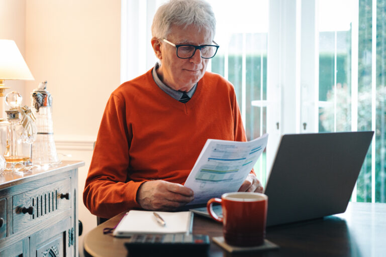 Senior man planning for senior living